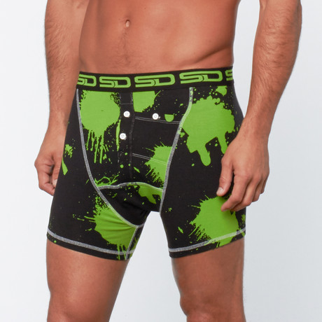Paintball Boxer Short // Green + Black (S)