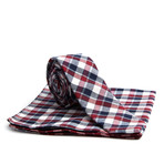 Plaid Skinny Tie + Pocket Square // Burgundy + Navy