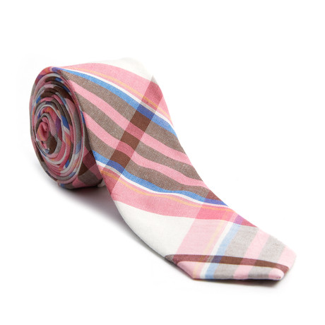 Plaid Skinny Tie // Cream + Pink