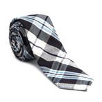 Plaid Skinny Tie // Black + Light Blue