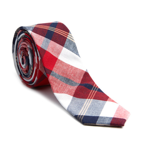Plaid Skinny Tie // Red + Cream
