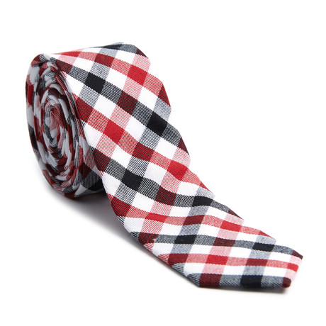 Checkered Skinny Tie // Red + Black