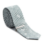 Numbered Stripe Skinny Tie + Tie Clip // Sage