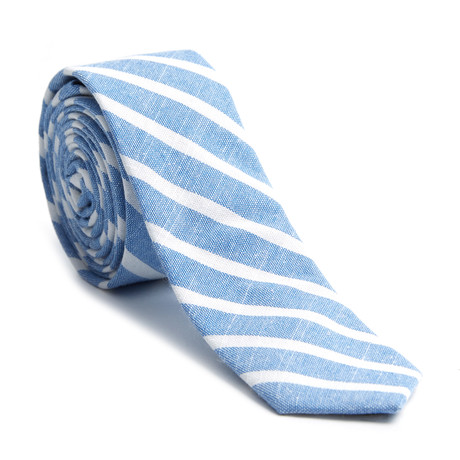 Striped Skinny Tie // Brushed Light Blue