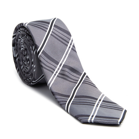 Striped Skinny Tie // Charcoal + Black