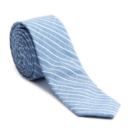 Striped Skinny Tie // Brushed Blue