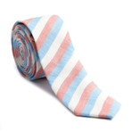 Wide Striped Skinny Tie // Pumpkin + Sky Blue