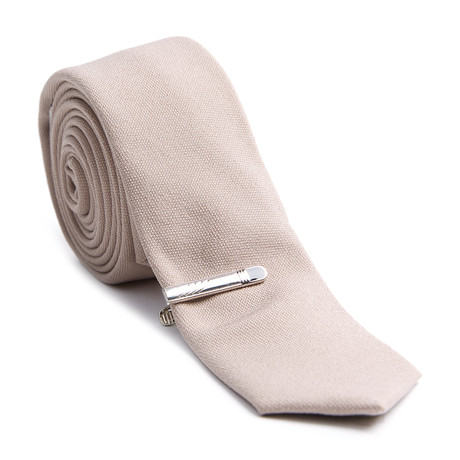 Solid Skinny Tie + Tie Clip // Mauve