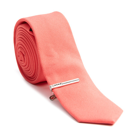 Skinny Tie + Tie Clip // Bright Red