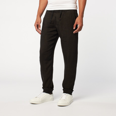 Linen Banded Bottom Pants // Black (S)