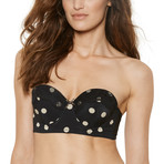 Pretty Pleasure Longline Strapless Bra // Black Dot (34C)