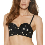 Pretty Pleasure Longline Strapless Bra // Black Dot (34C)