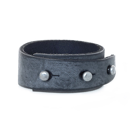 Grey Leather Bracelet (Size 8)