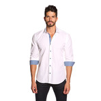 THOMAS Button-Up // White + Blue Check (S)