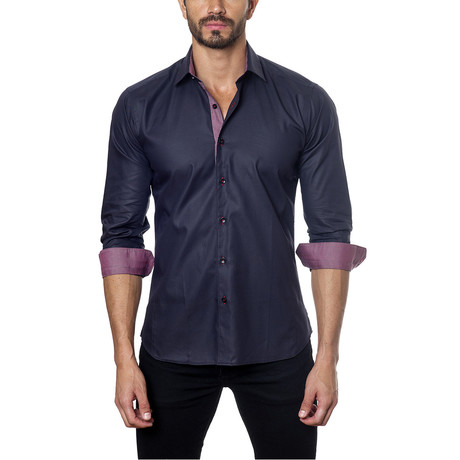 Jared Lang // EEE Button-Up // Black + Red (S)