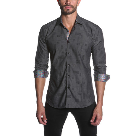 EEE Button-Up // Charcoal Rectangle Pattern (S)