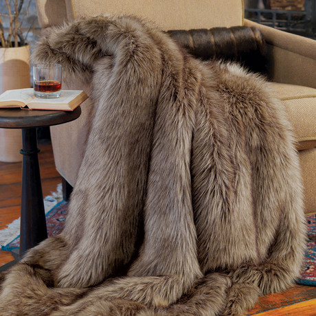 Limited Edition Faux Fur Throw // Wolf