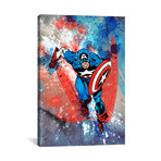 Captain America Running Painted Grunge (18"W x 26"H x 0.75"D)