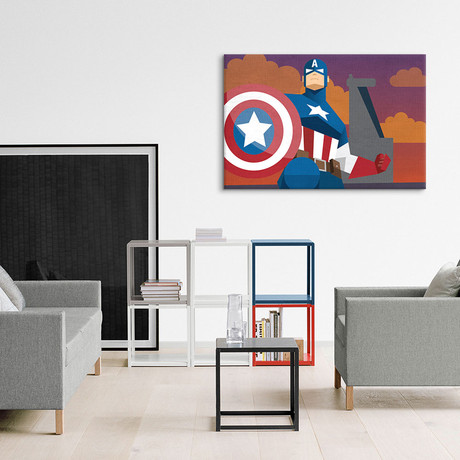 Geometric Avengers Captain America (26"W x 18"H x 0.75"D)