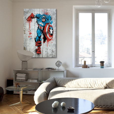 Captain America Spray Paint (18"W x 26"H x 0.75"D)