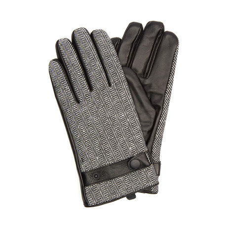 Houndstooth Leather Glove // Grey (Medium)