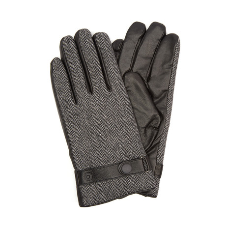 Houndstooth Leather Glove // Black (Medium)