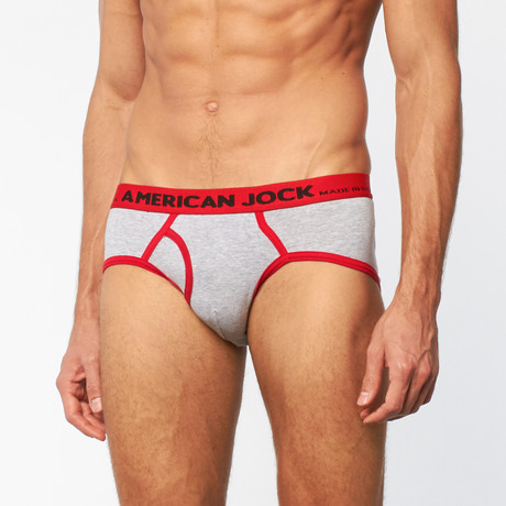 AJ Brief // Heather Grey + Red (S)