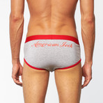 AJ Brief // Heather Grey + Red (S)