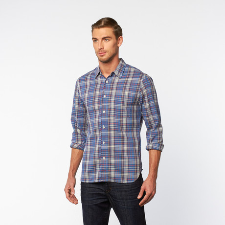Slim French Seam Button-Up Shirt // Heritage Blue Plaid (S)