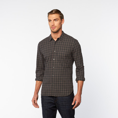 Slim French Seam Button-Up Shirt // Pine Holiday Check (S)