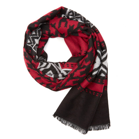 Snow Patterned Scarf /// Red + Black