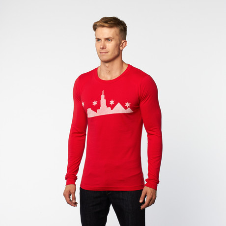 Cityscape Long-Sleeve Shirt // Red (S)