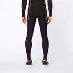 Snow Thermal Compression Long Tights // Black + Yellow (XL)