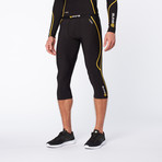 Snow Thermal Compression 3/4 Tights // Black + Yellow (L)