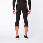 Snow Thermal Compression 3/4 Tights // Black + Yellow (L)