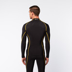 Snow Thermal Long-Sleeve Zip Compression Top // Black + Yellow (XS)