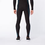 Snow Thermal Compression Long Tights // Black + Blue (XS)