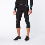 Snow Thermal Compression 3/4 Tights // Black + Blue (S)