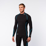 Snow Thermal Long-Sleeve Compression Top // Black + Blue (L)