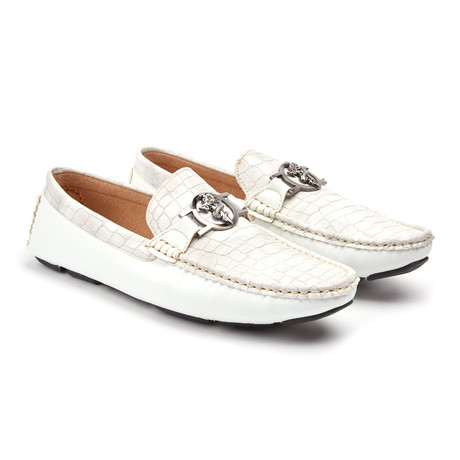 Cougar Buckle Croc Loafer // White (US: 6.5)