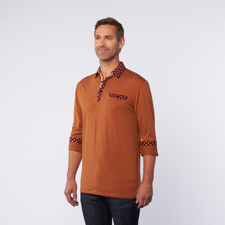 Long-Sleeve Pocket Shirt // Orange + Red (S)