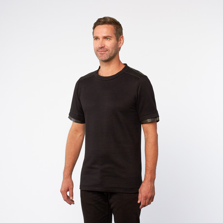 Hammer Contrast Leather Tee // Black (S)