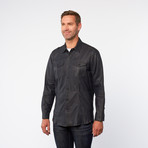Leo Leather Button-Up // Navy (M)