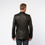 Professional Leather Two-Button Blazer // Black (L / 42)