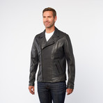 Enforcer V Asymmetrical Zip Leather Jacket // Iron (S / 38)