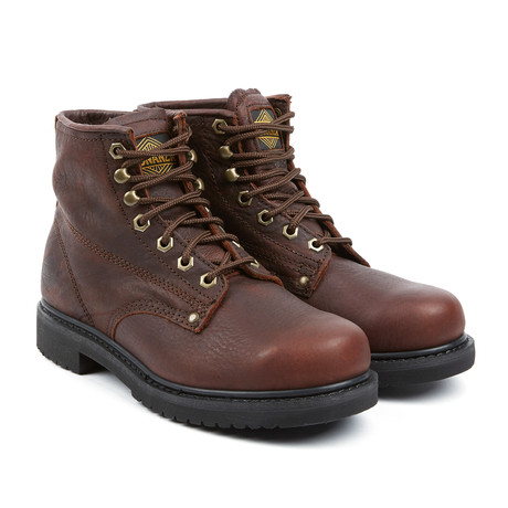Plain Toe Lace-Up Work Boot // Brown (US: 7)