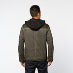 Two-Tone Sherpa-Lined Jacket + Hoodie // Grey (2XL)