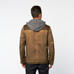 Two-Tone Sherpa-Lined Jacket + Hoodie // Brown (S)