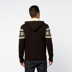 Waffle Print Fleece Lined Hoodie // Black (L)