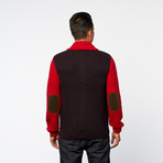 Button Up Shawl Collar Cardigan // Red (M)